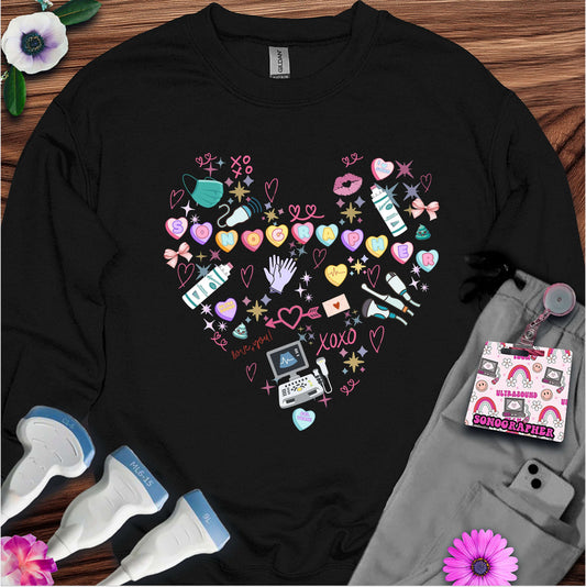 Valentine Heart Sonography Sweatshirt — Ultrasound Tech Valentine's Day Sweatshirt