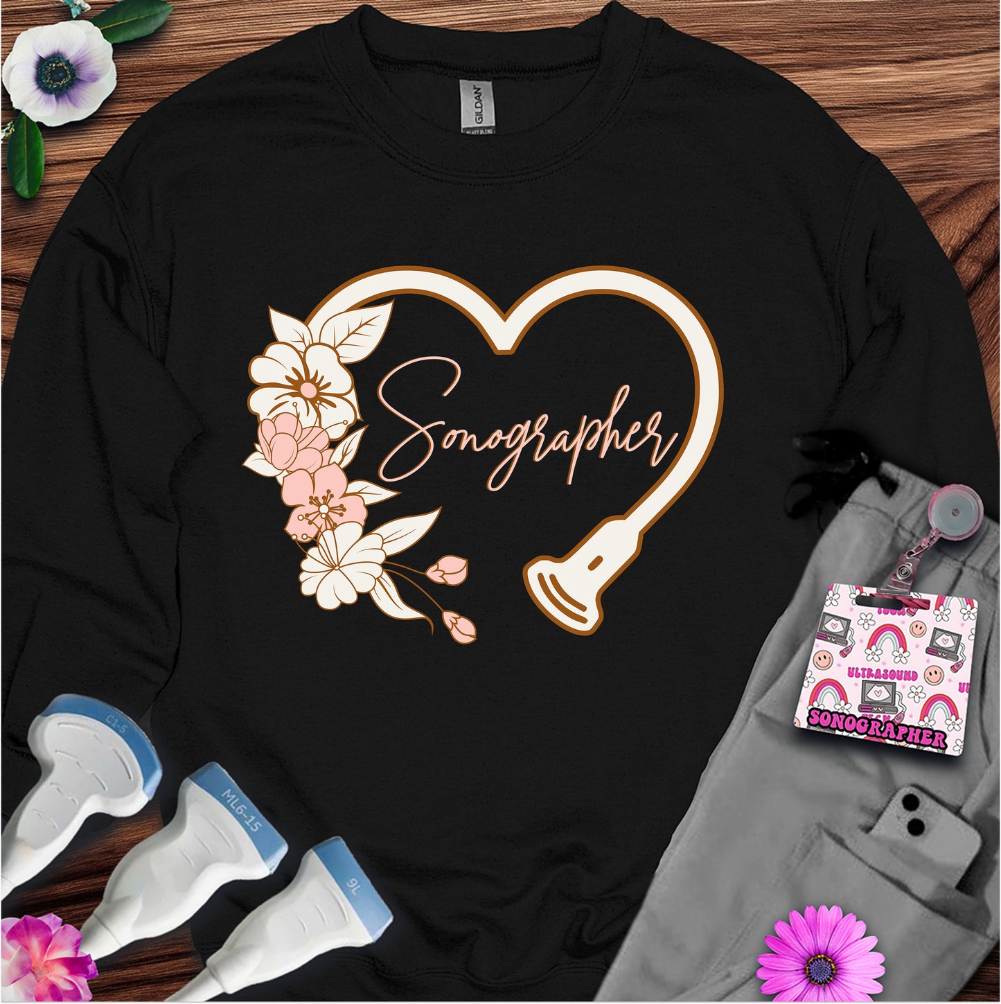 "Floral Sonographer Heart" Sweatshirt