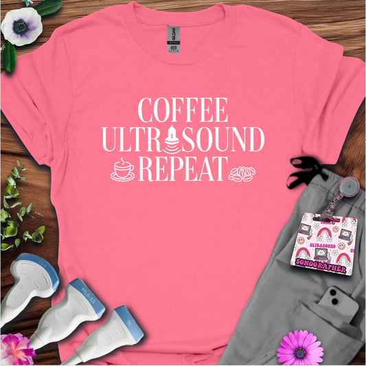 "Coffee Ultrasound Repeat ☕" T-Shirt