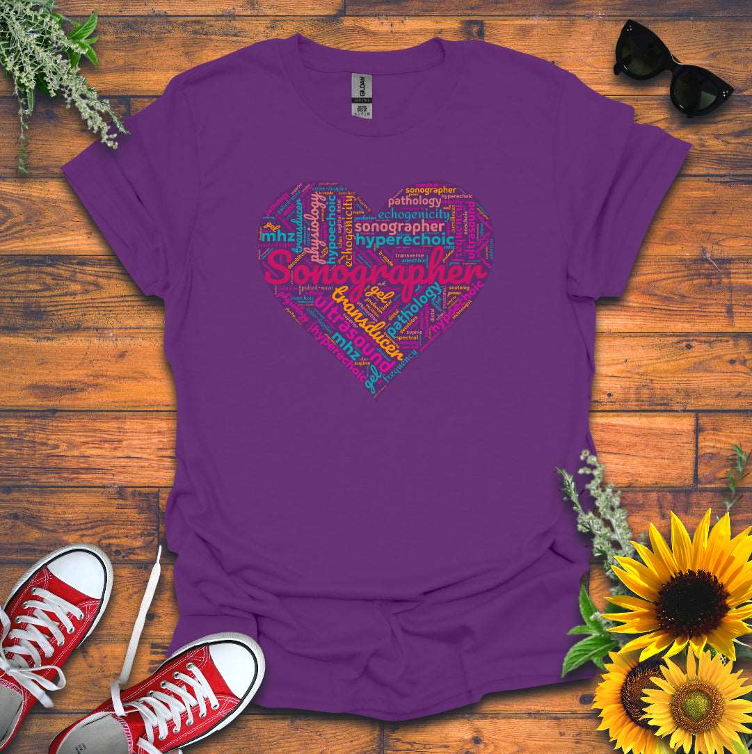 "Vibrant Sonographer Heart" T-Shirt