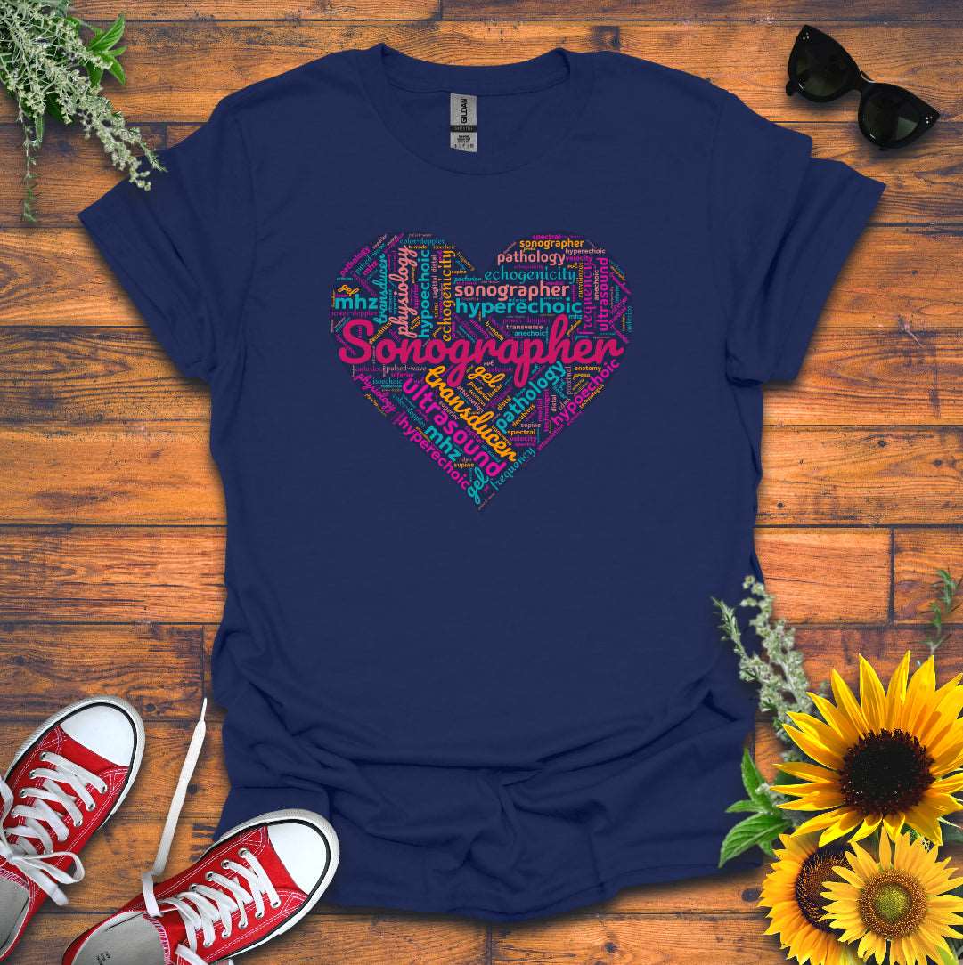 "Vibrant Sonographer Heart" T-Shirt