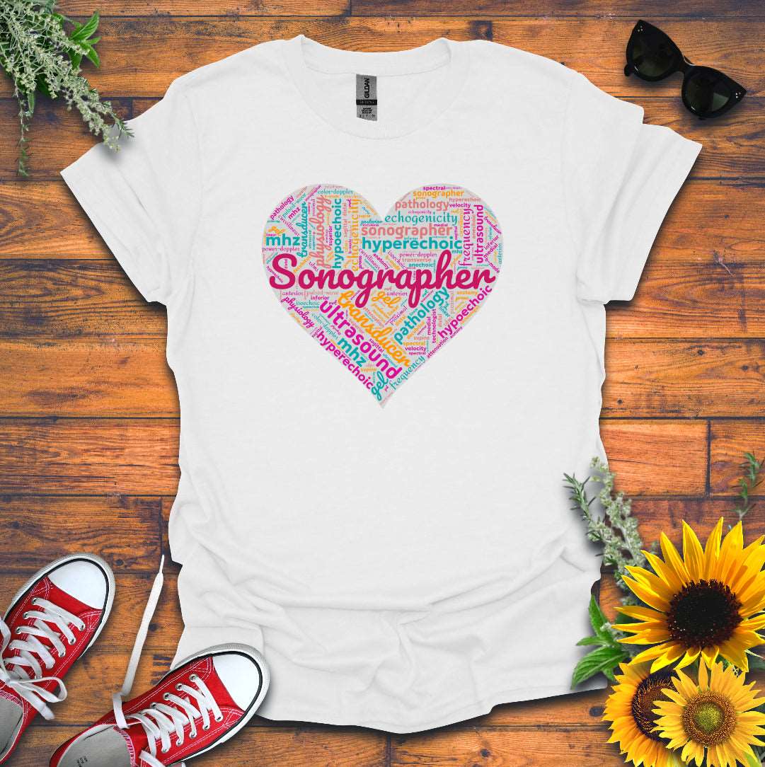 "Vibrant Sonographer Heart" T-Shirt