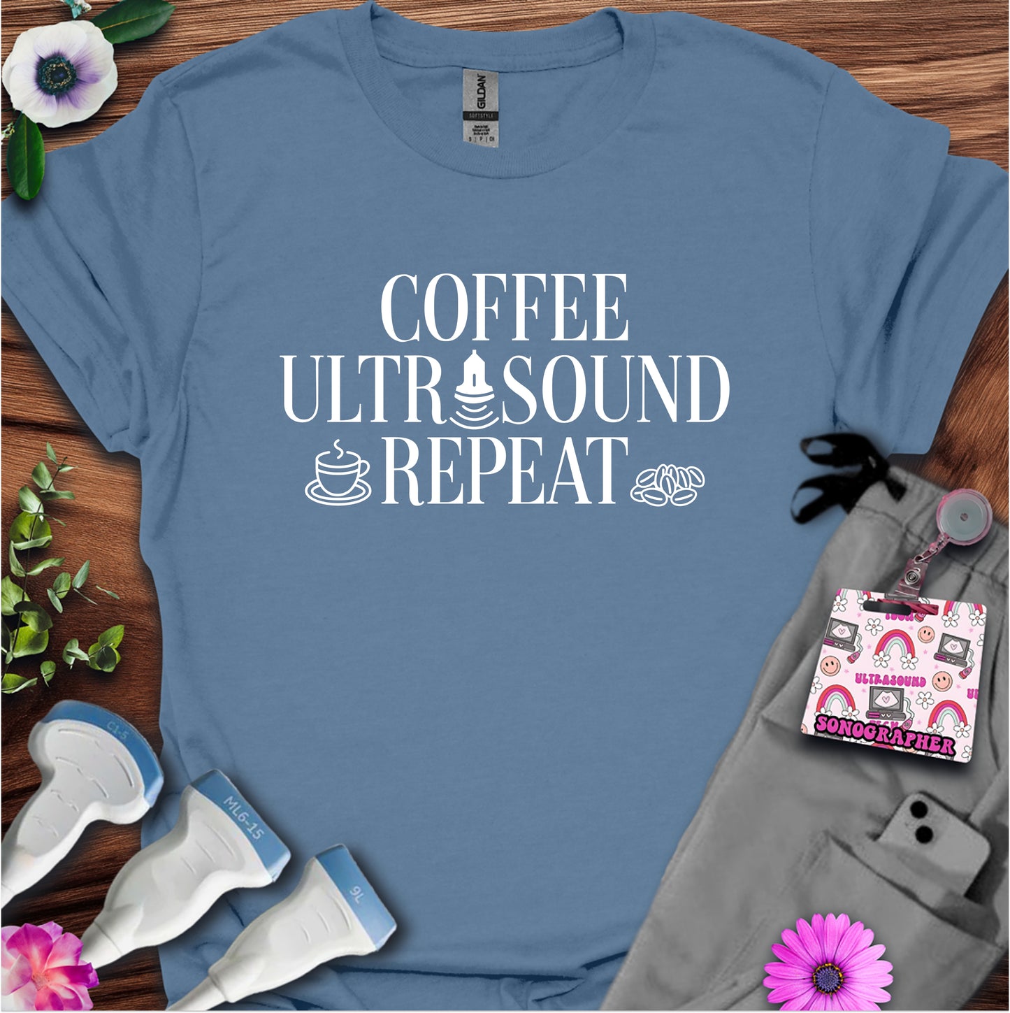 "Coffee Ultrasound Repeat ☕" T-Shirt