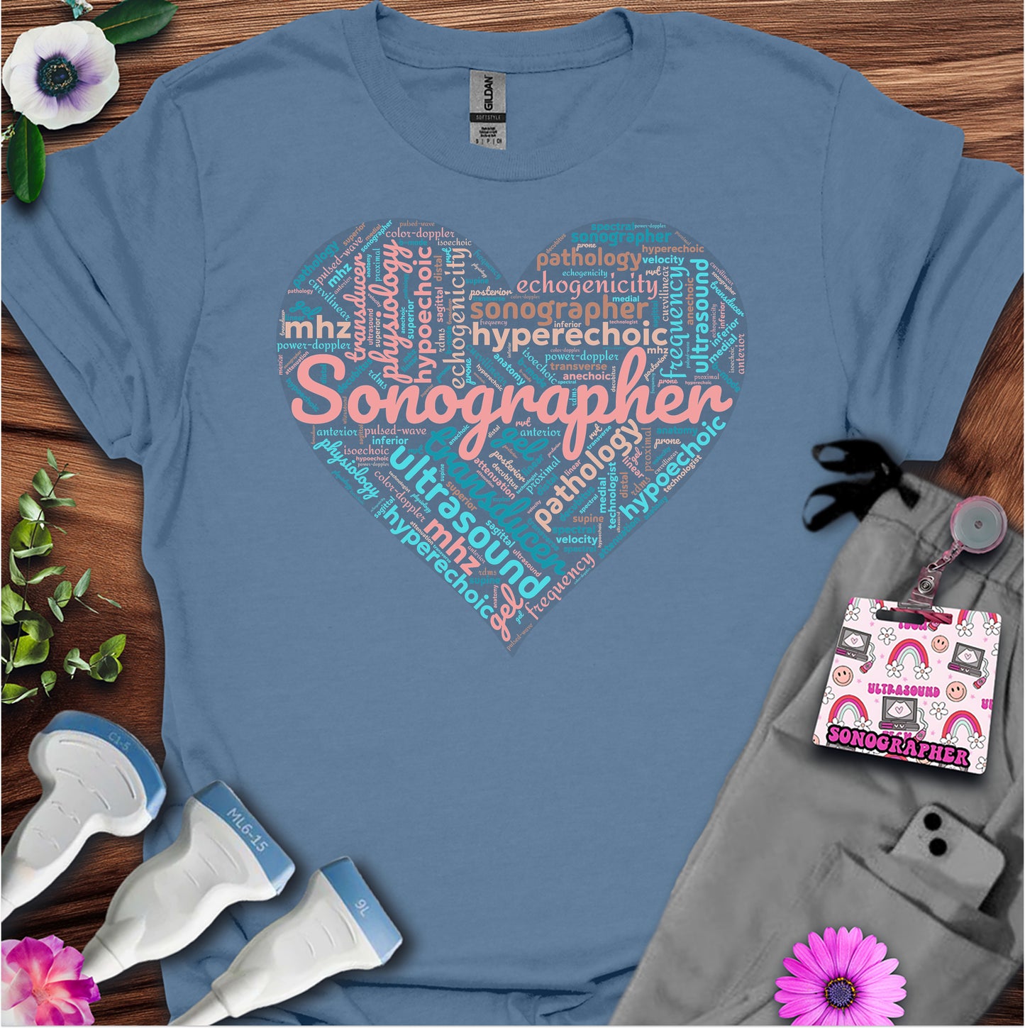 "Pastel Sonographer Heart" T-Shirt