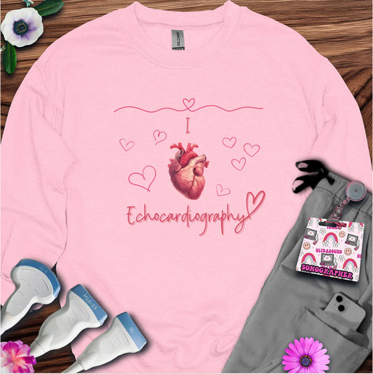 I Heart Echocardiography Sweatshirt — Ultrasound Tech Valentine's Day Sweatshirt