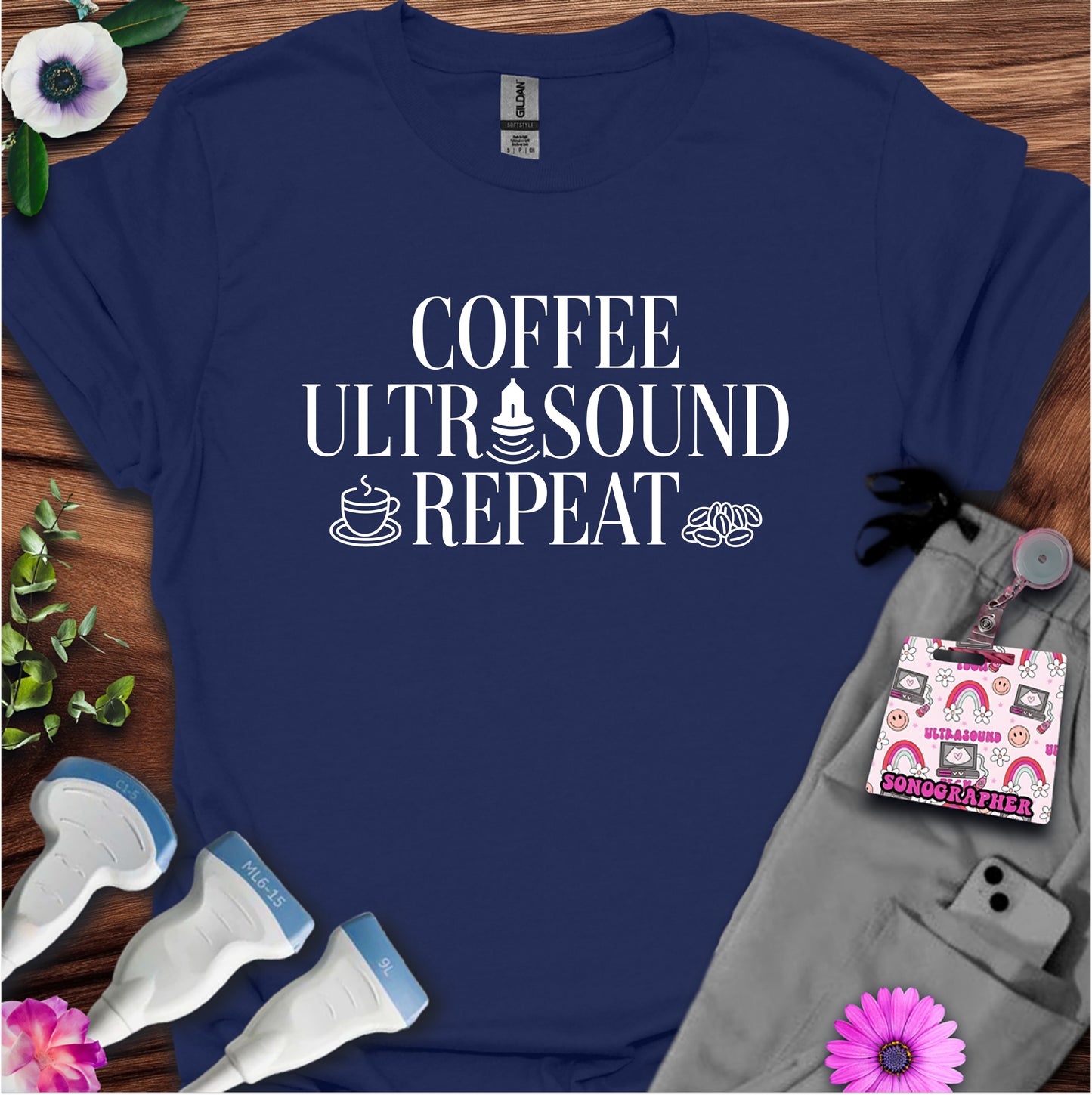 "Coffee Ultrasound Repeat ☕" T-Shirt