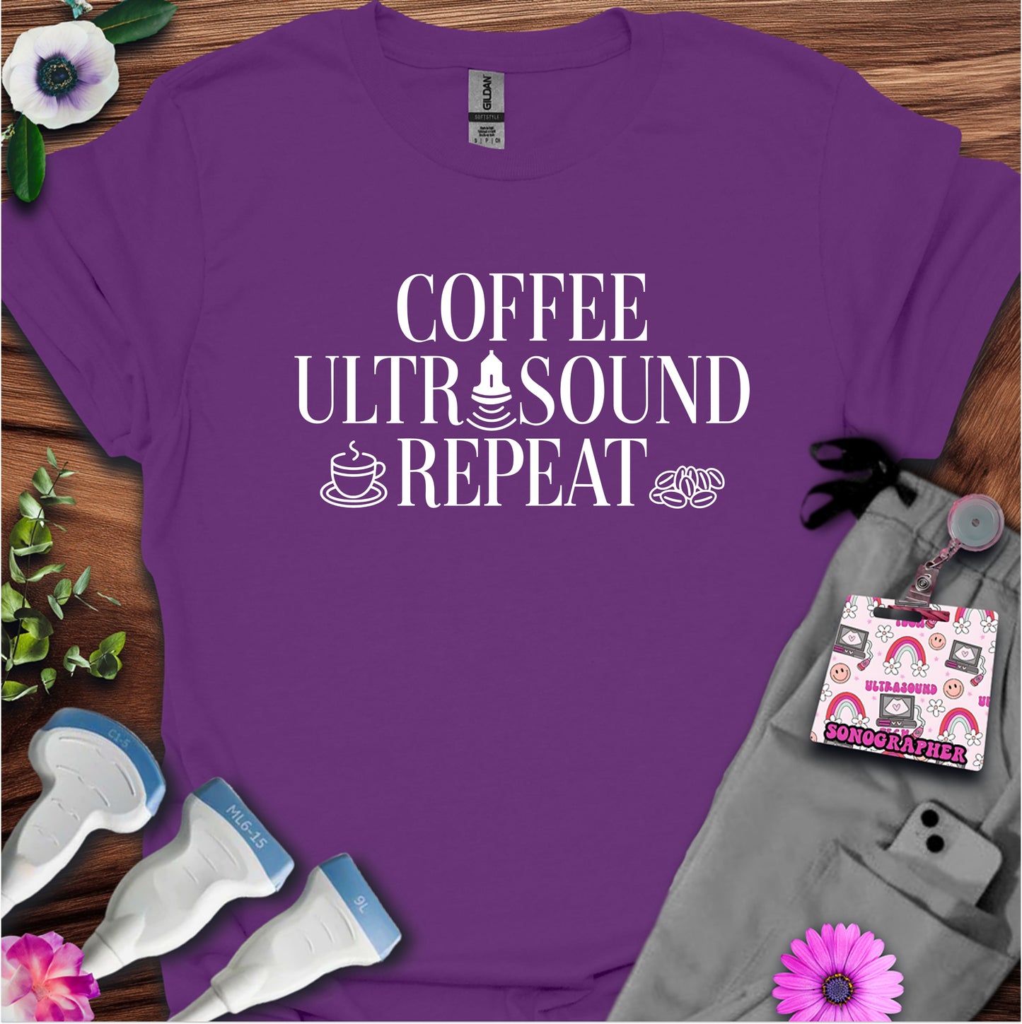 "Coffee Ultrasound Repeat ☕" T-Shirt