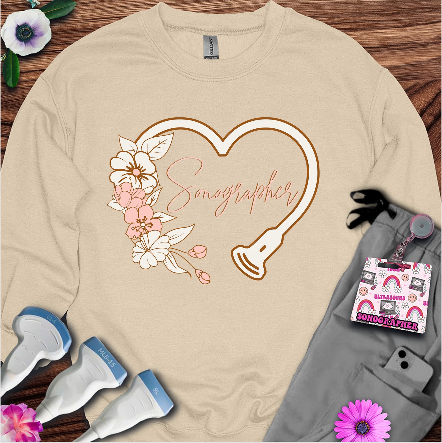 "Floral Sonographer Heart" Sweatshirt