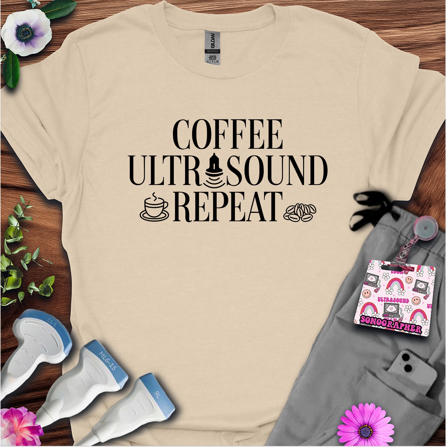 "Coffee Ultrasound Repeat ☕" T-Shirt