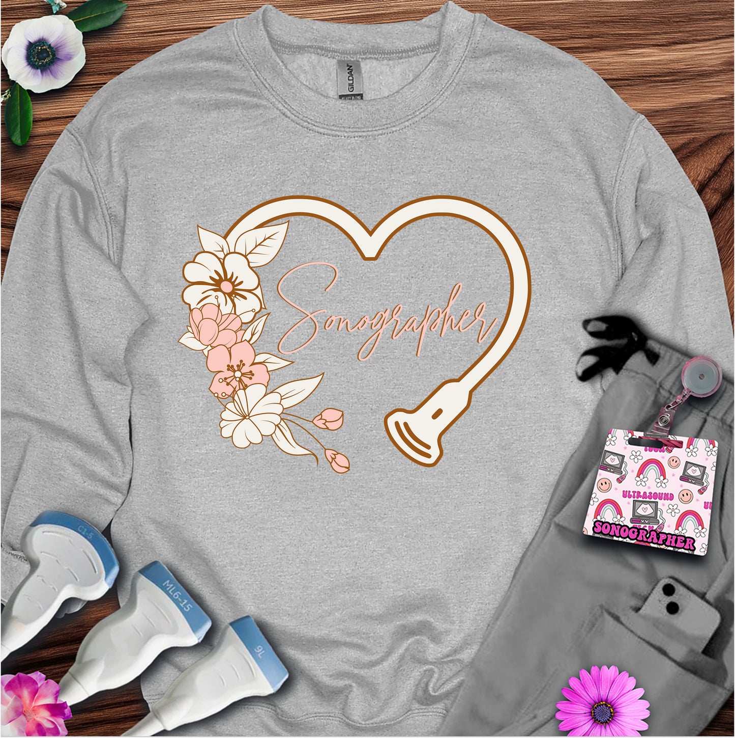 "Floral Sonographer Heart" Sweatshirt