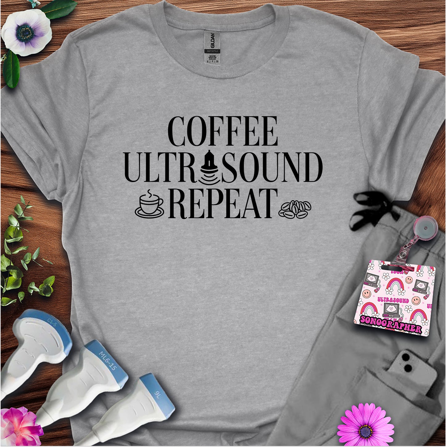 "Coffee Ultrasound Repeat ☕" T-Shirt