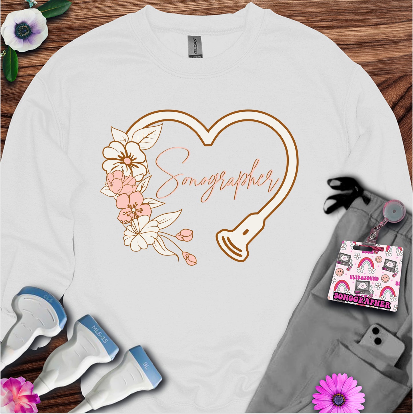"Floral Sonographer Heart" Sweatshirt