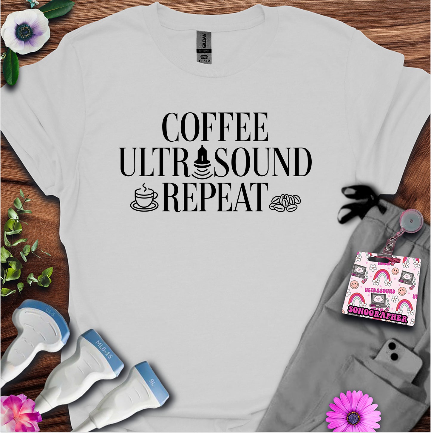 "Coffee Ultrasound Repeat ☕" T-Shirt