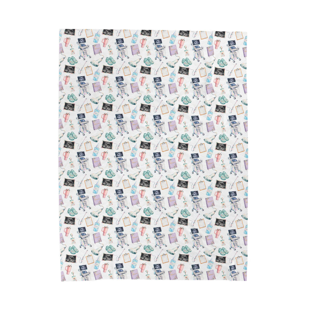Watercolor Ultrasound Tech Velveteen Plush Blanket