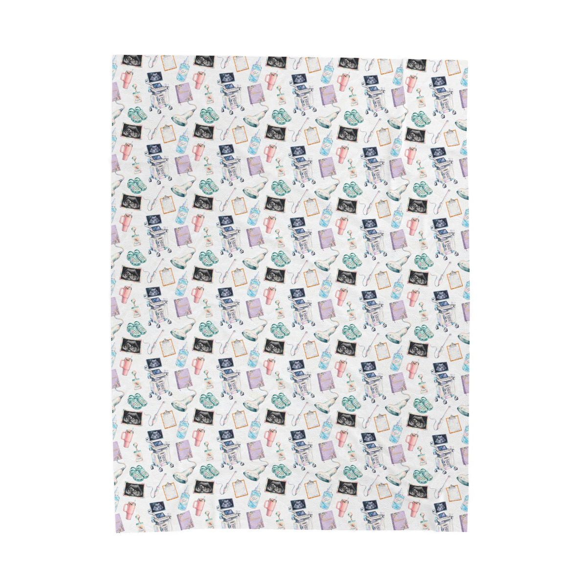 Watercolor Ultrasound Tech Velveteen Plush Blanket