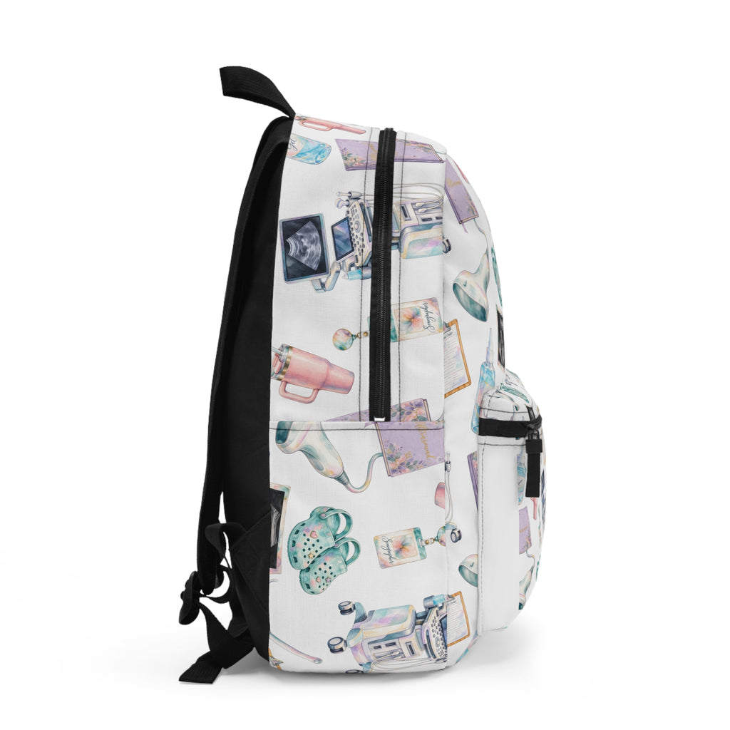 White Watercolor Ultrasound Tech Backpack