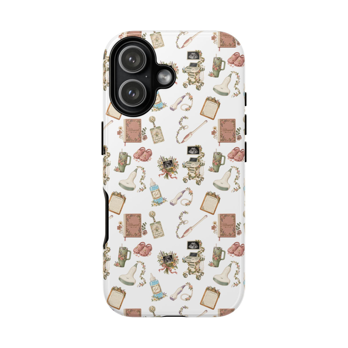 White Floral Ultrasound Tech iPhone Case — iPhone 11-17