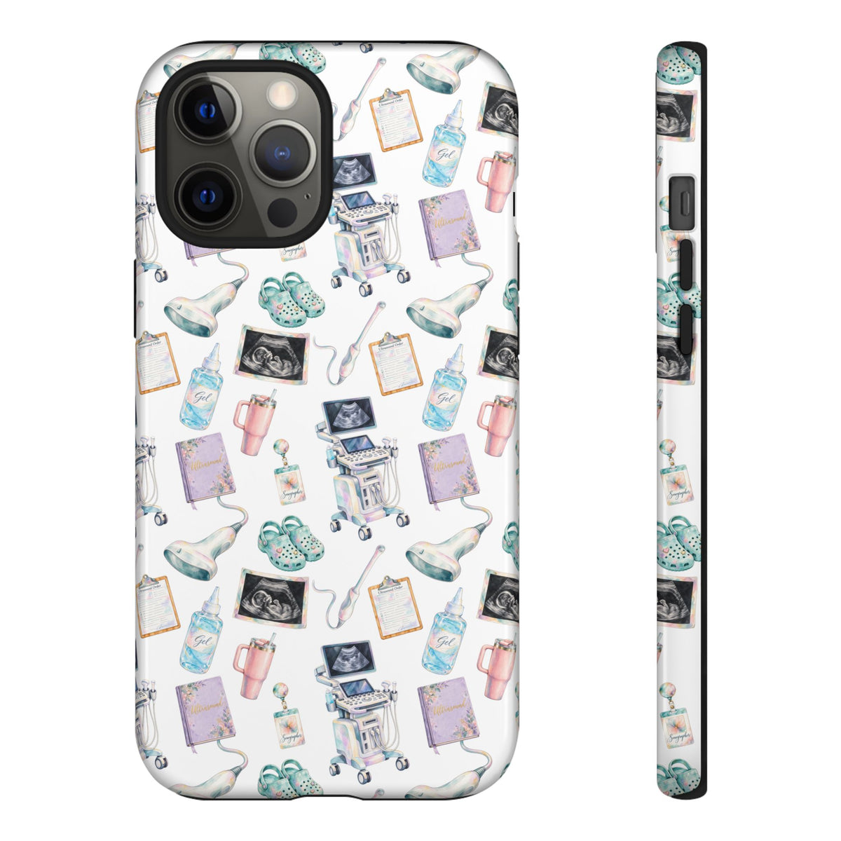 Watercolor Ultrasound Tech White iPhone Case — iPhone 11-17