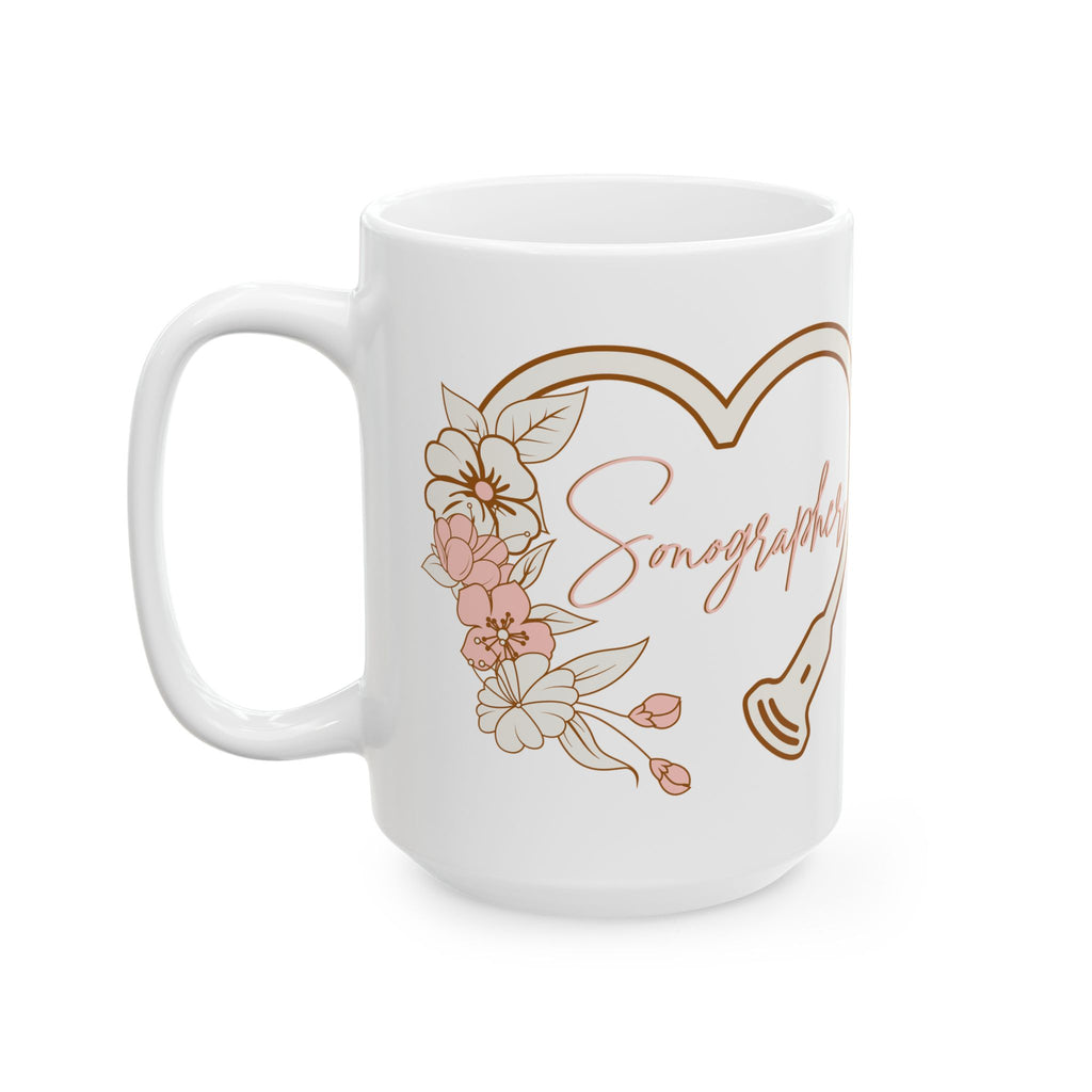 Floral Sonographer Heart - Coffee Cup