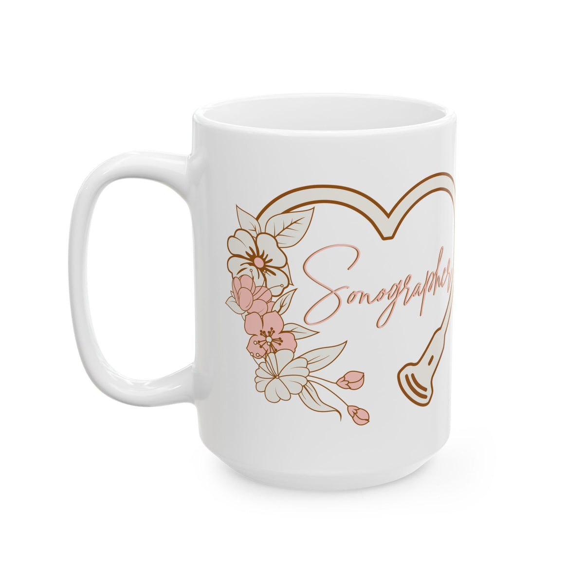 Floral Sonographer Heart - Coffee Cup