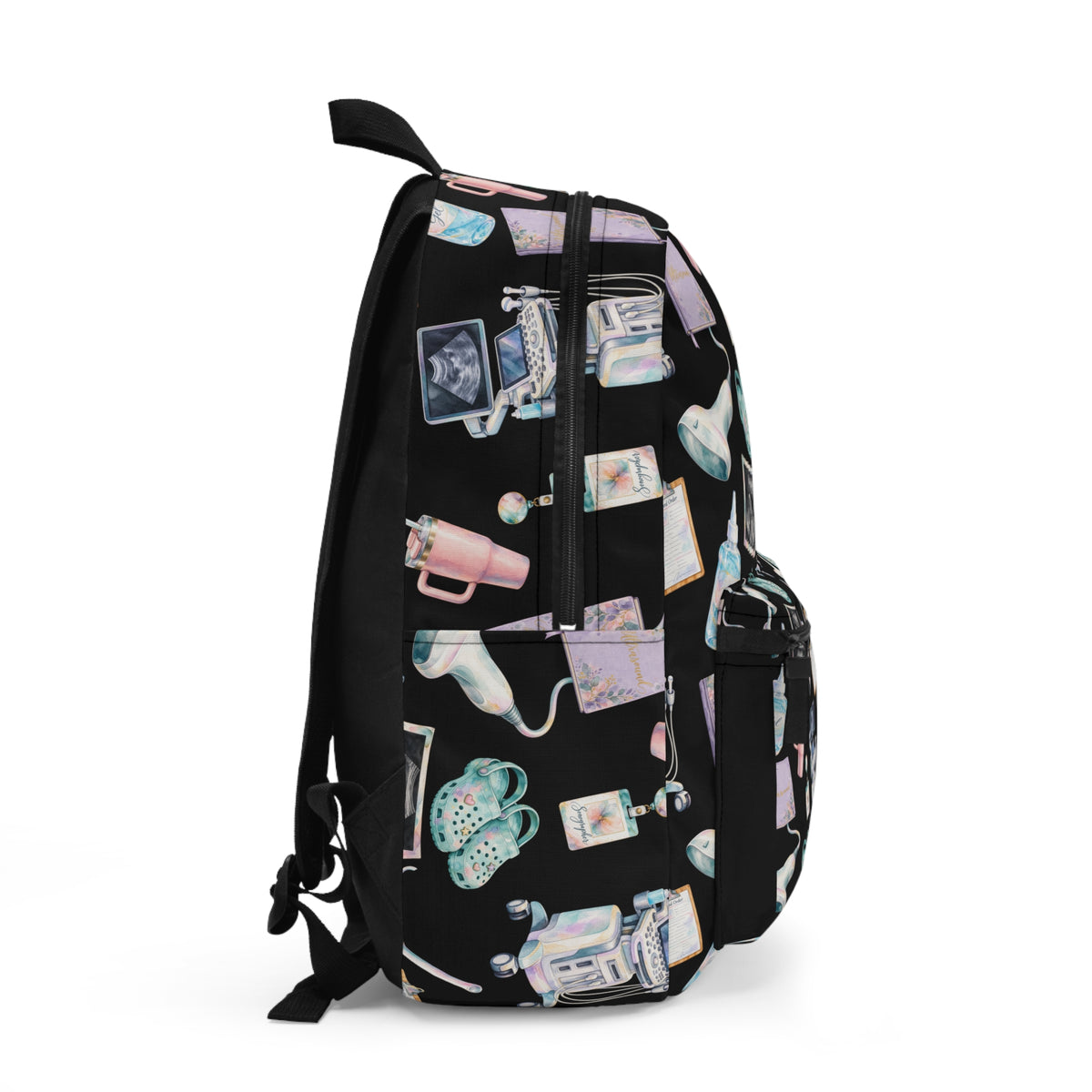 Black Watercolor Ultrasound Tech Backpack
