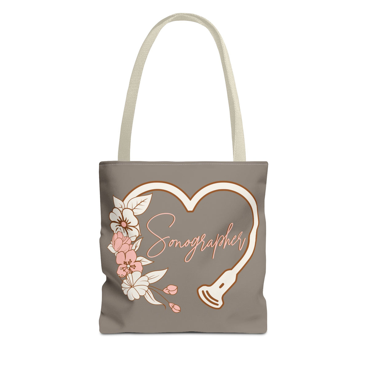 Floral Sonographer Heart Tote Bag