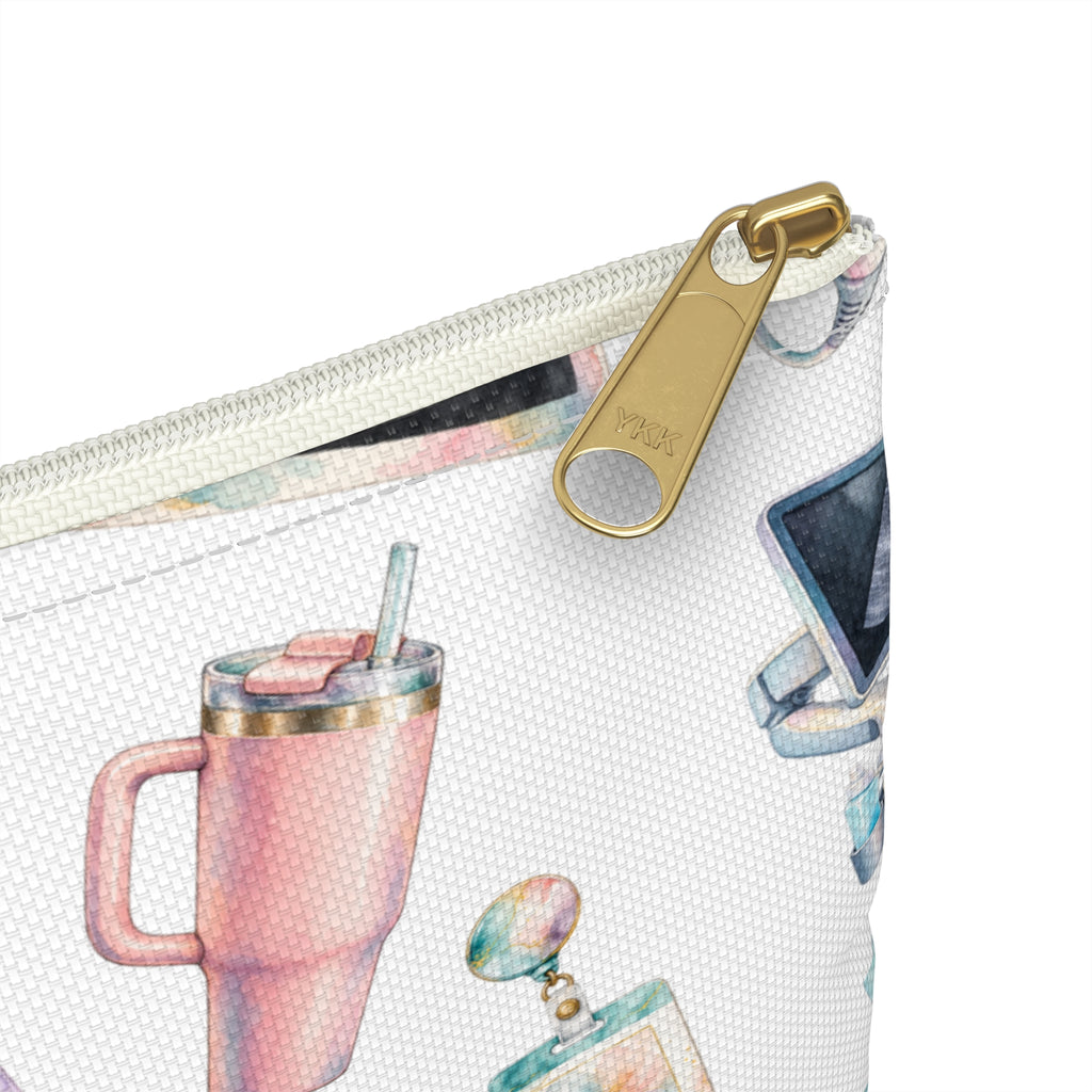 Watercolor Ultrasound Tech White Accessory Pouch - Makeup Bag, Pencil Pouch
