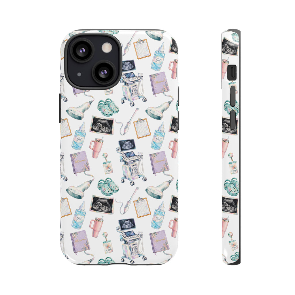 Watercolor Ultrasound Tech White iPhone Case — iPhone 11-17