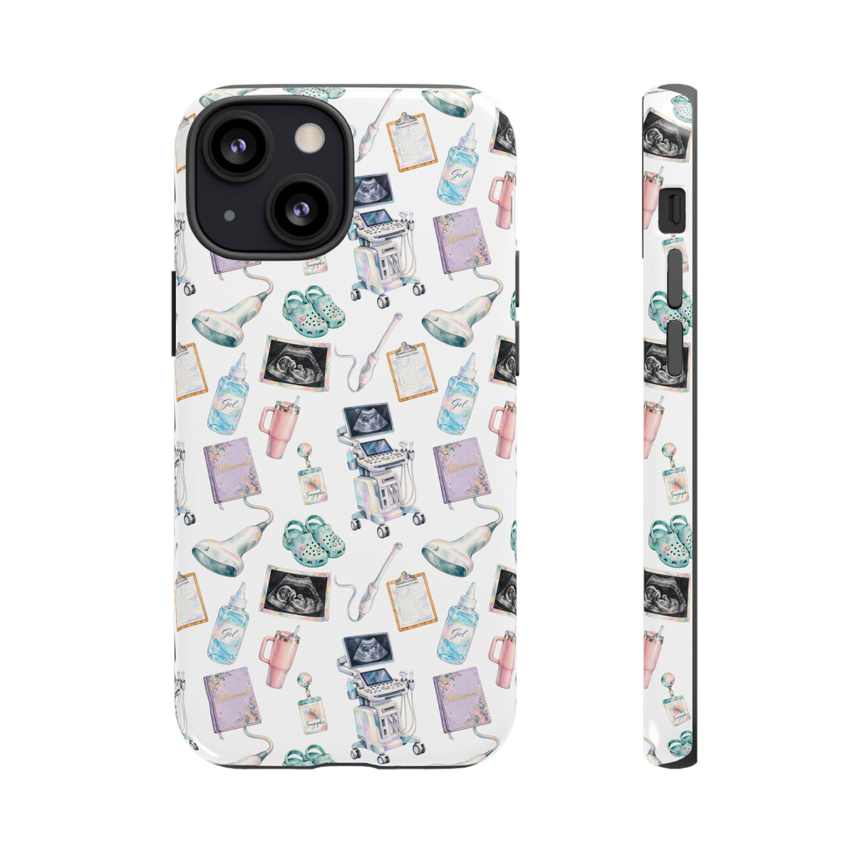 Watercolor Ultrasound Tech White iPhone Case — iPhone 11-17