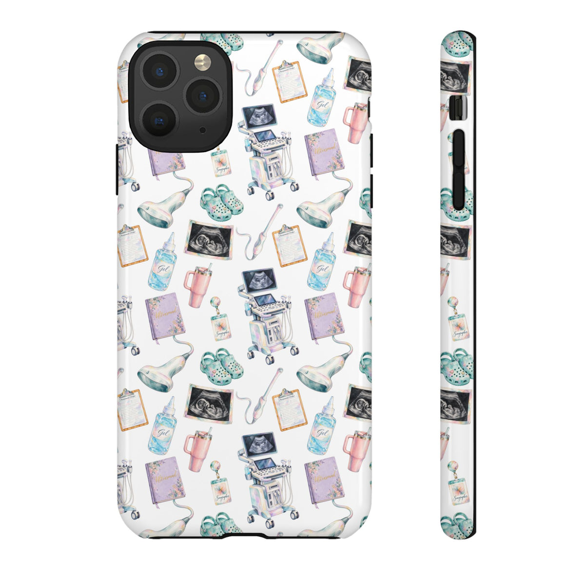 Watercolor Ultrasound Tech White iPhone Case — iPhone 11-17
