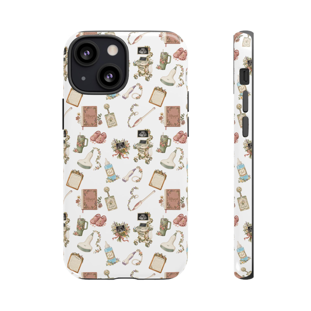 White Floral Ultrasound Tech iPhone Case — iPhone 11-17