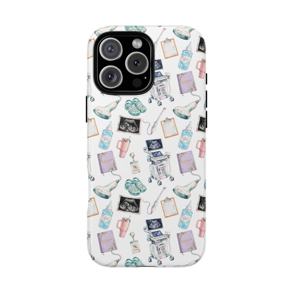 Watercolor Ultrasound Tech White iPhone Case — iPhone 11-17