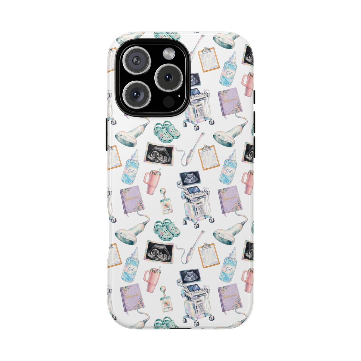 Watercolor Ultrasound Tech White iPhone Case — iPhone 11-17
