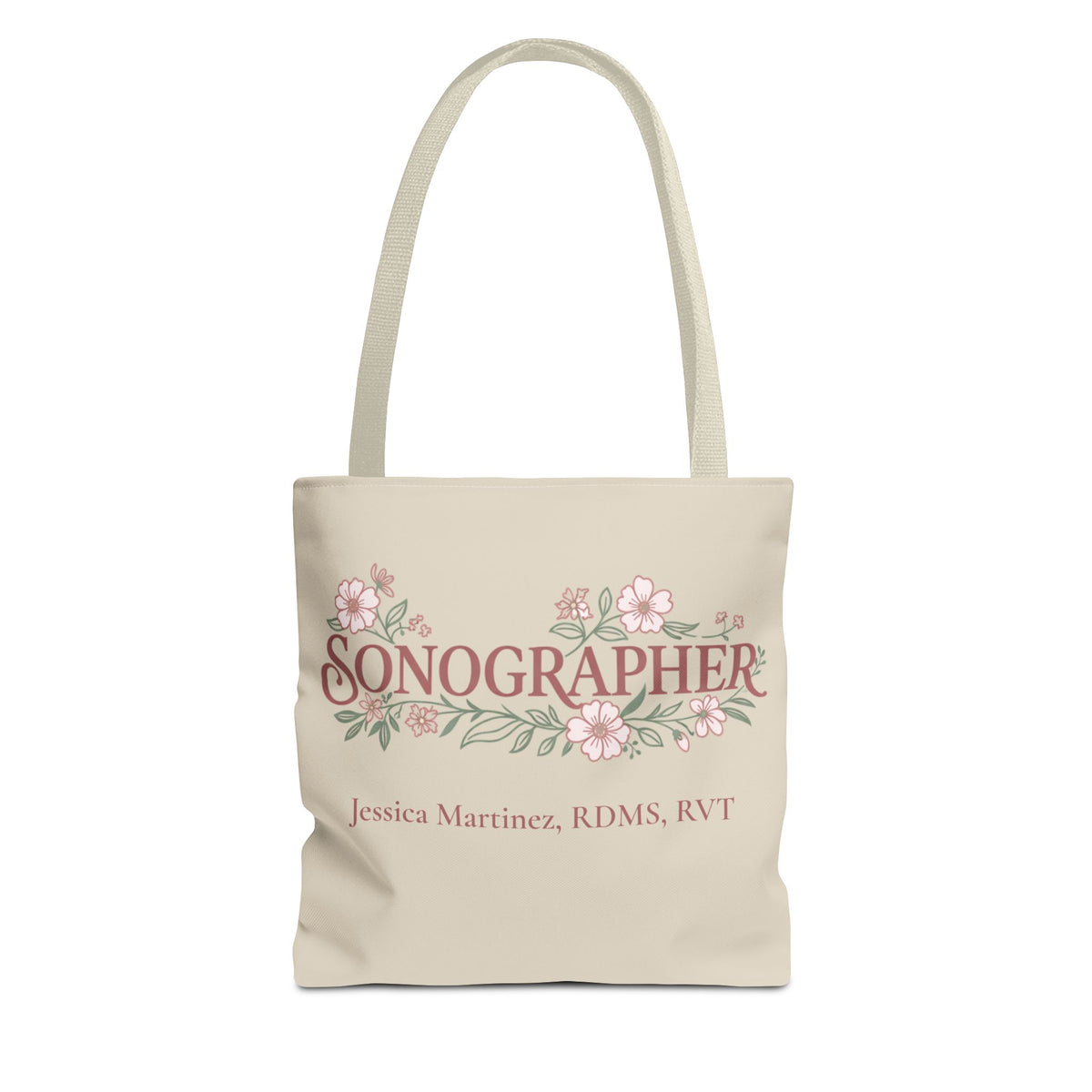Personalized Pastel Floral Sonographer Tote Bag