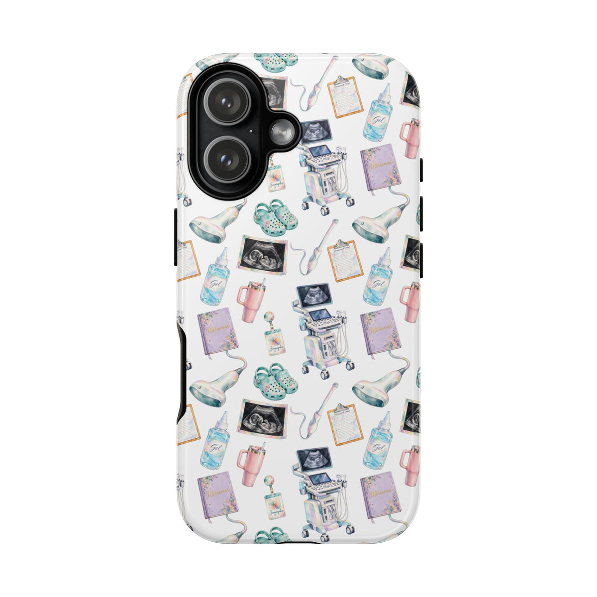 Watercolor Ultrasound Tech White iPhone Case — iPhone 11-17