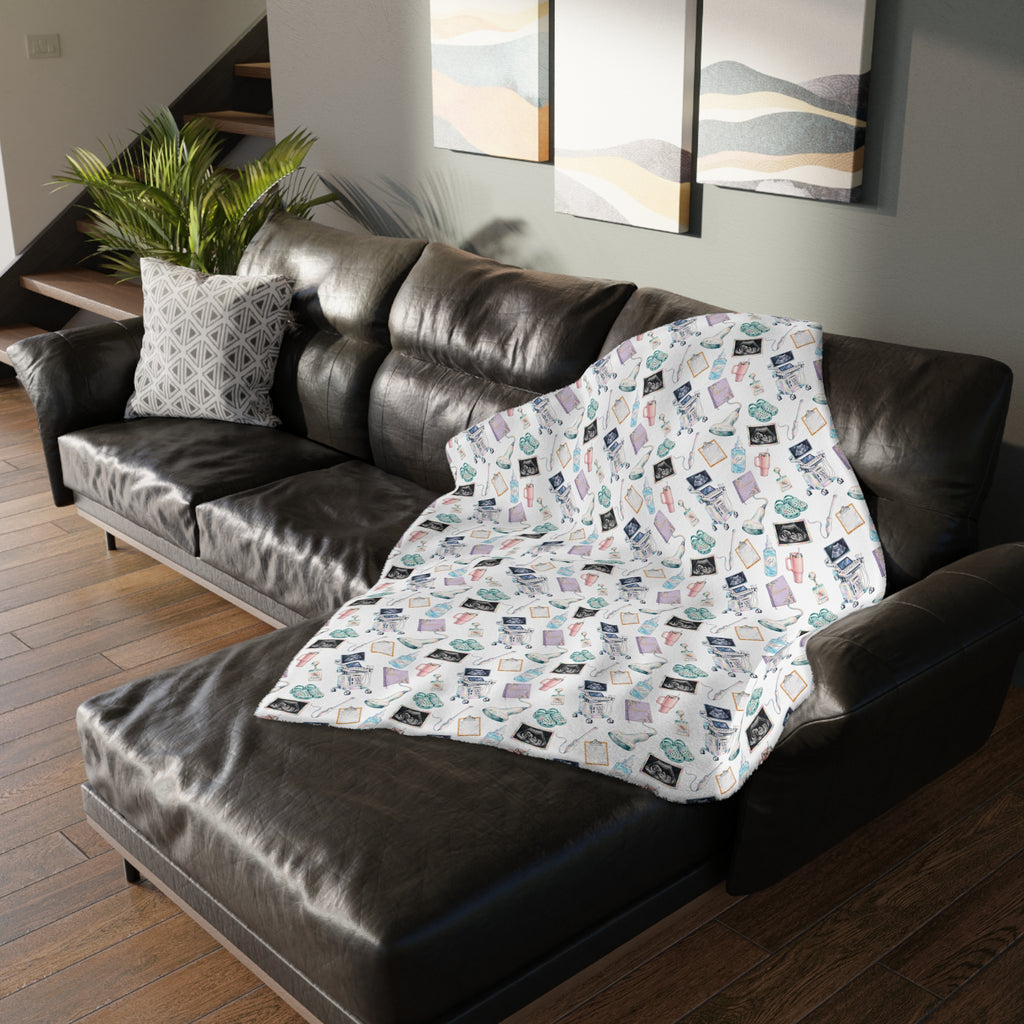 Watercolor Ultrasound Tech Blanket - Printed on Both Sides