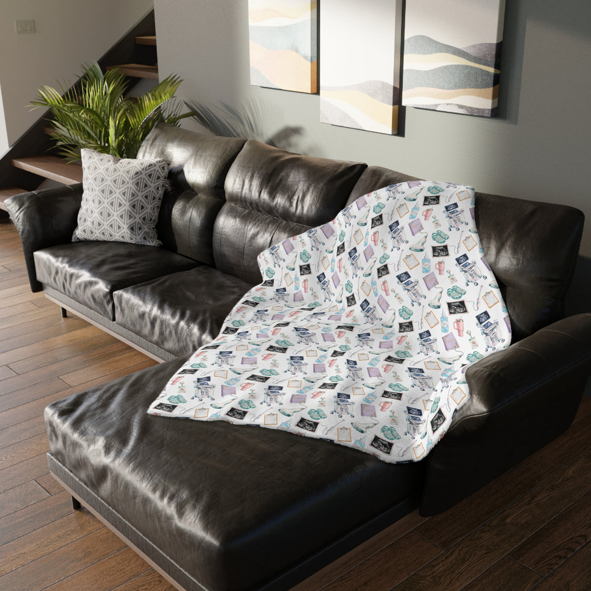 Watercolor Ultrasound Tech Blanket - Printed on Both Sides