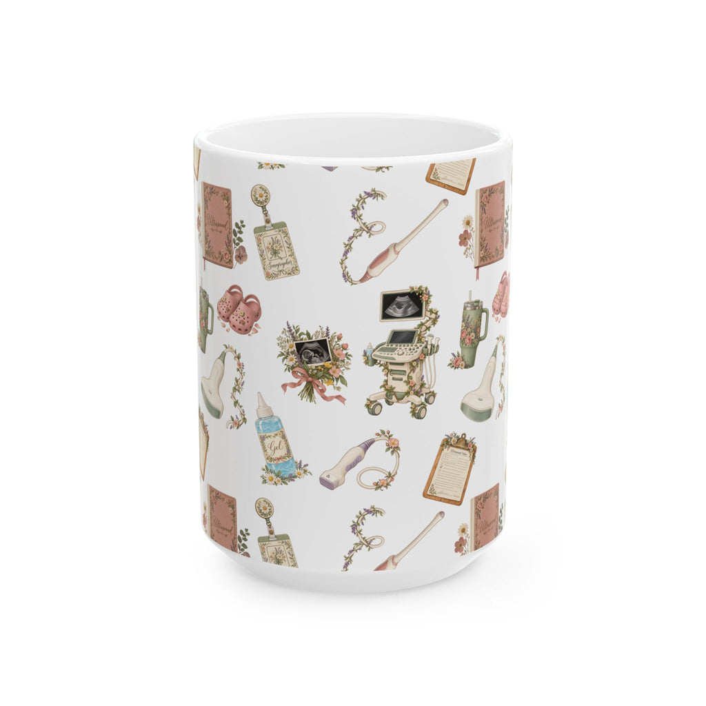 Floral Ultrasound Tech Ceramic Coffee Cup