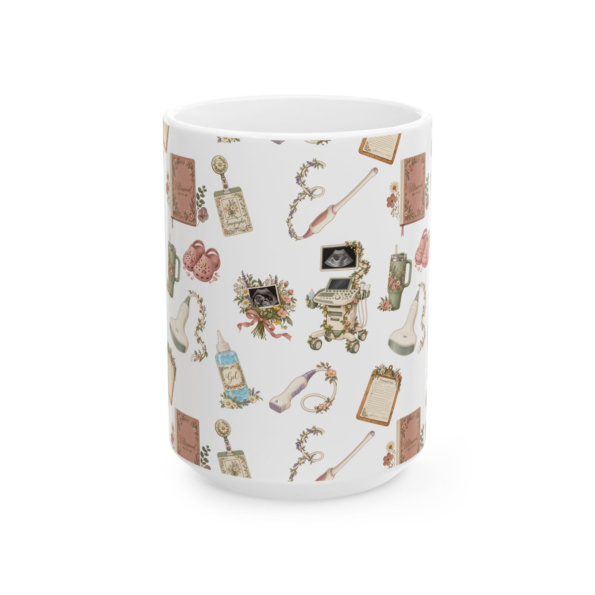 Floral Ultrasound Tech Ceramic Coffee Cup