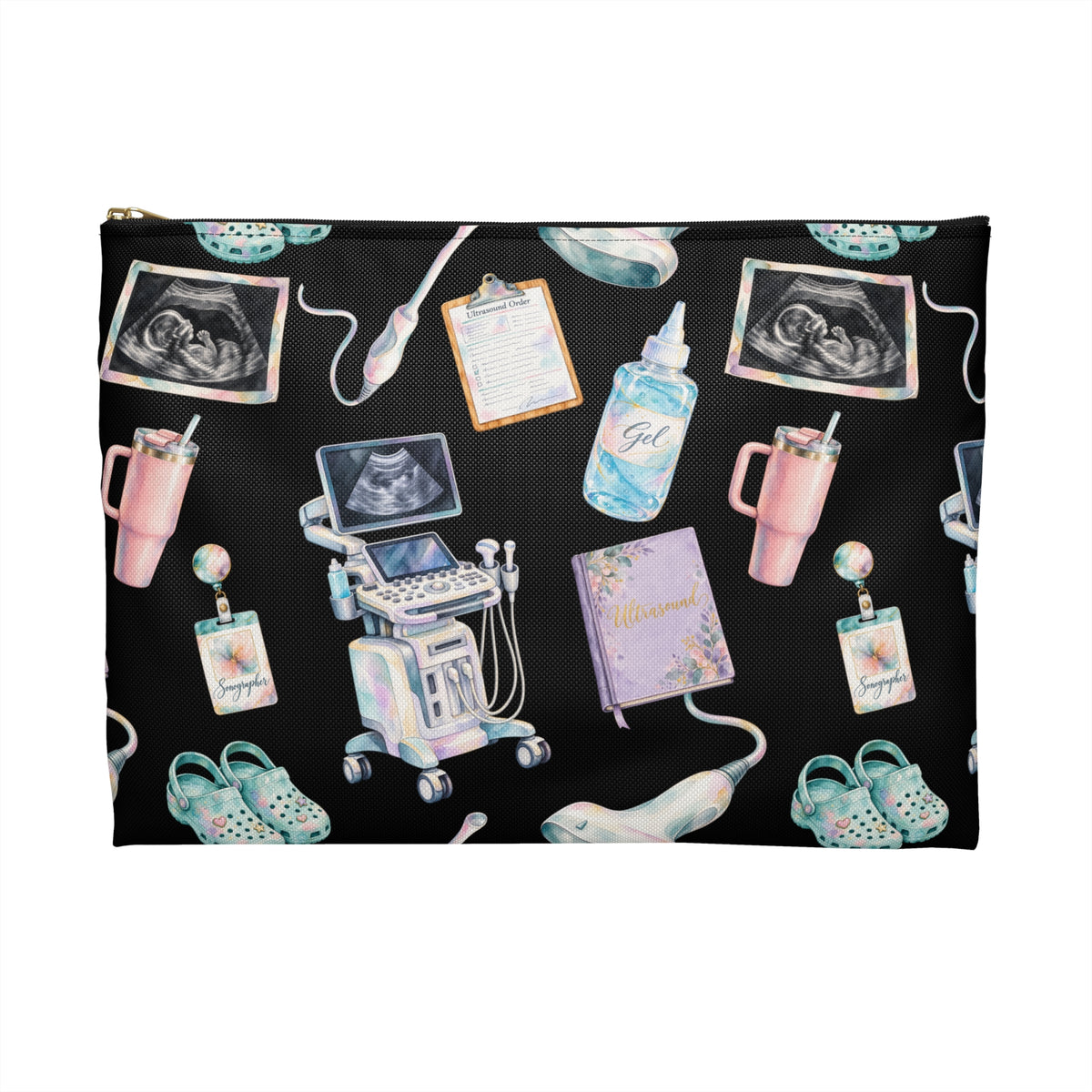 Watercolor Ultrasound Tech Accessory Pouch - Makeup Bag, Pencil Pouch