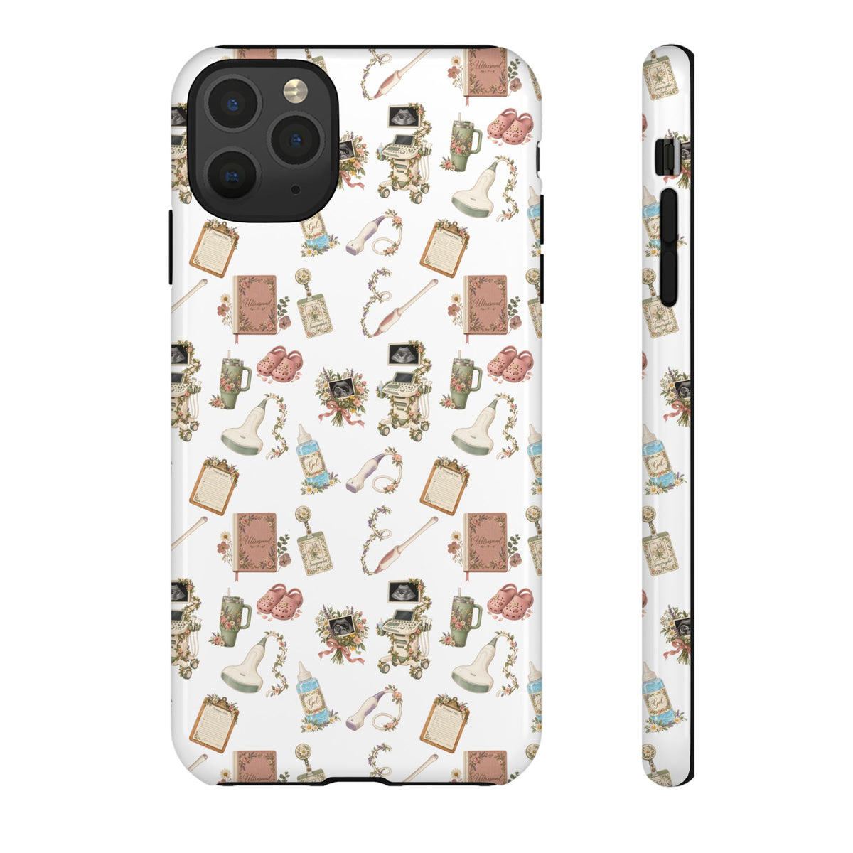 White Floral Ultrasound Tech iPhone Case — iPhone 11-17