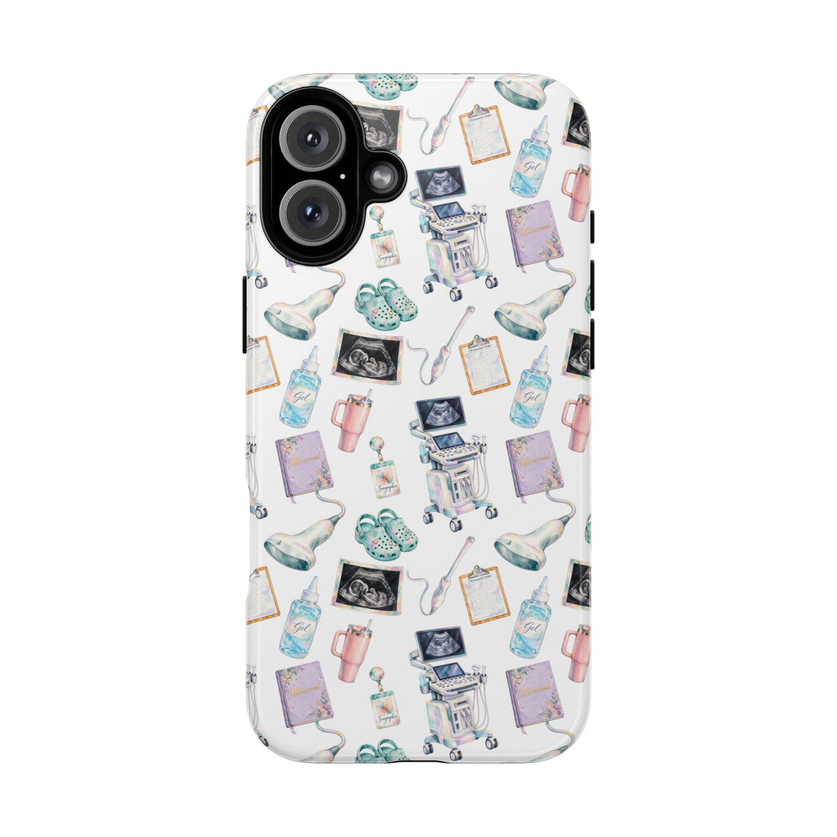 Watercolor Ultrasound Tech White iPhone Case — iPhone 11-17