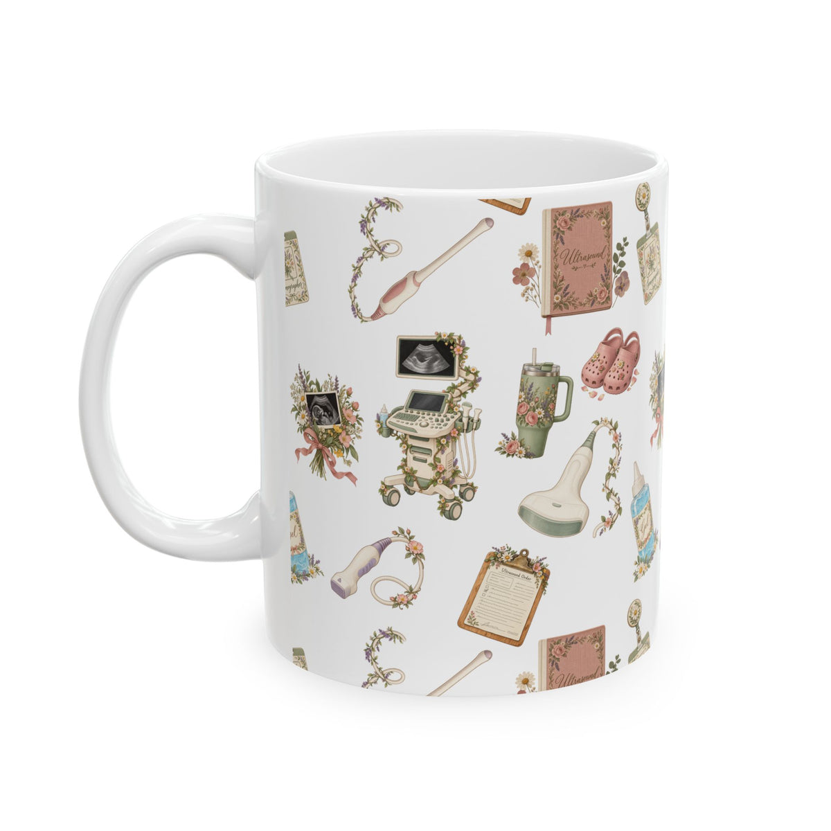 Floral Ultrasound Tech Ceramic Coffee Cup