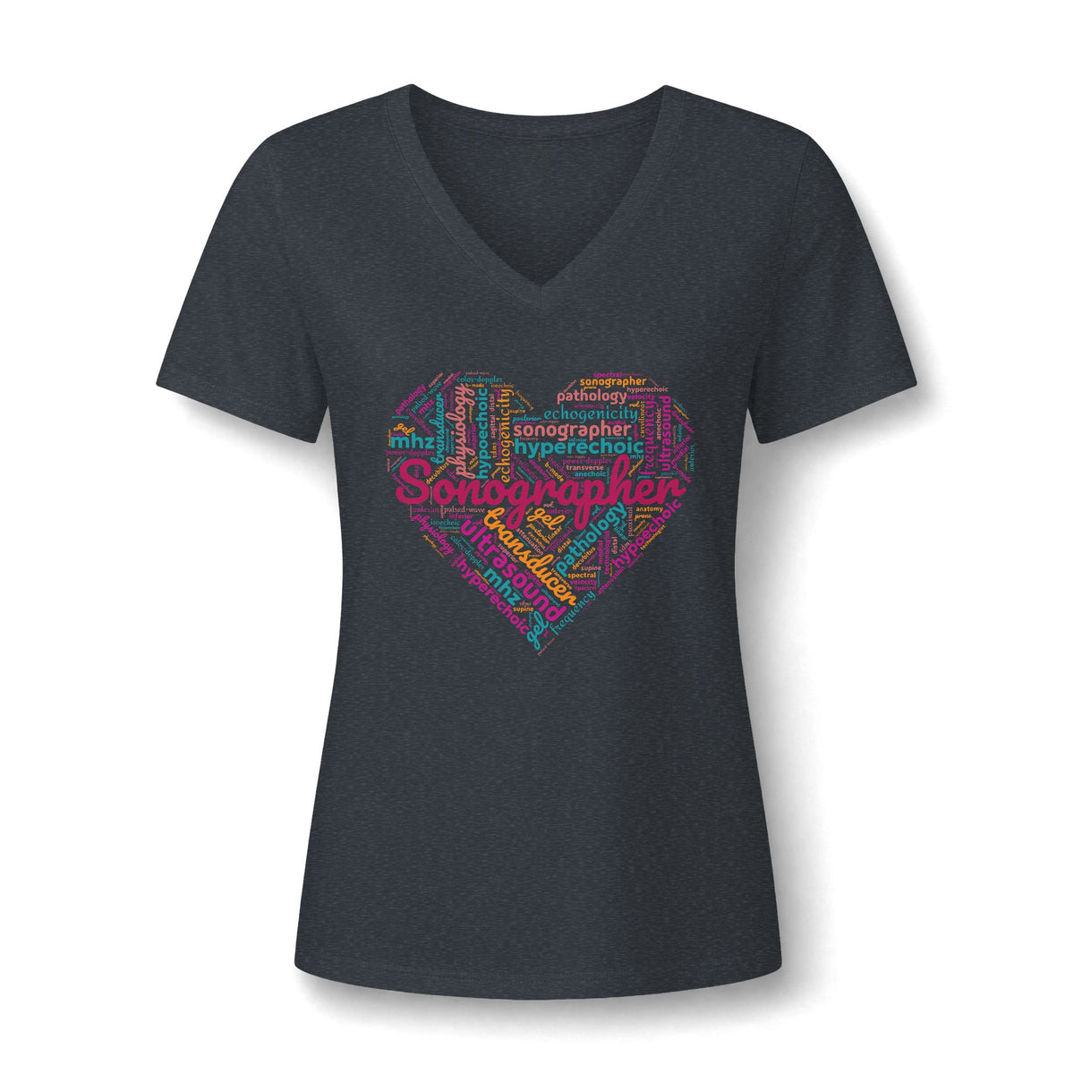 Vibrant Sonographer Heart - V-Neck Tee