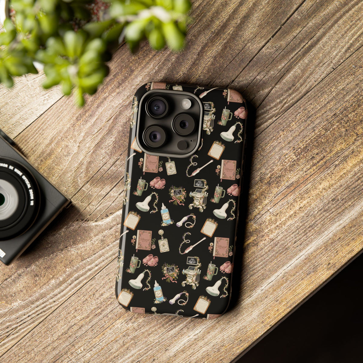 Black Floral Ultrasound Tech iPhone Case — iPhone 11-17