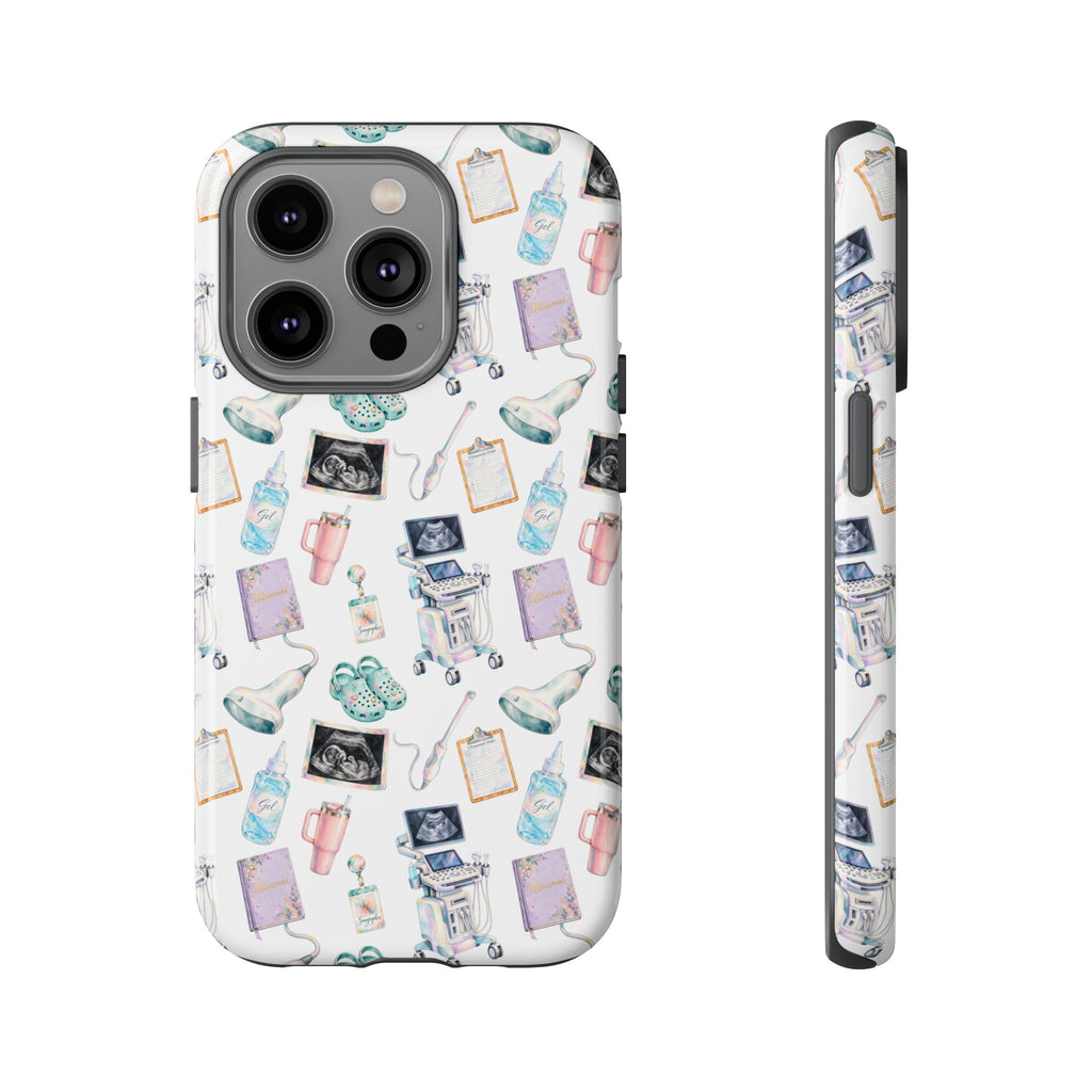 Watercolor Ultrasound Tech White iPhone Case — iPhone 11-17