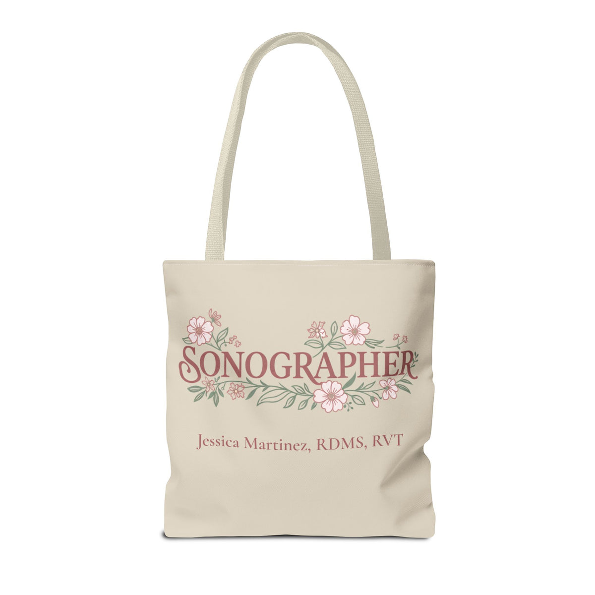 Personalized Pastel Floral Sonographer Tote Bag