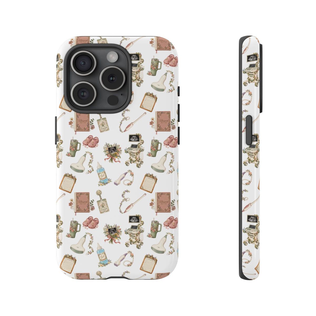 White Floral Ultrasound Tech iPhone Case — iPhone 11-17
