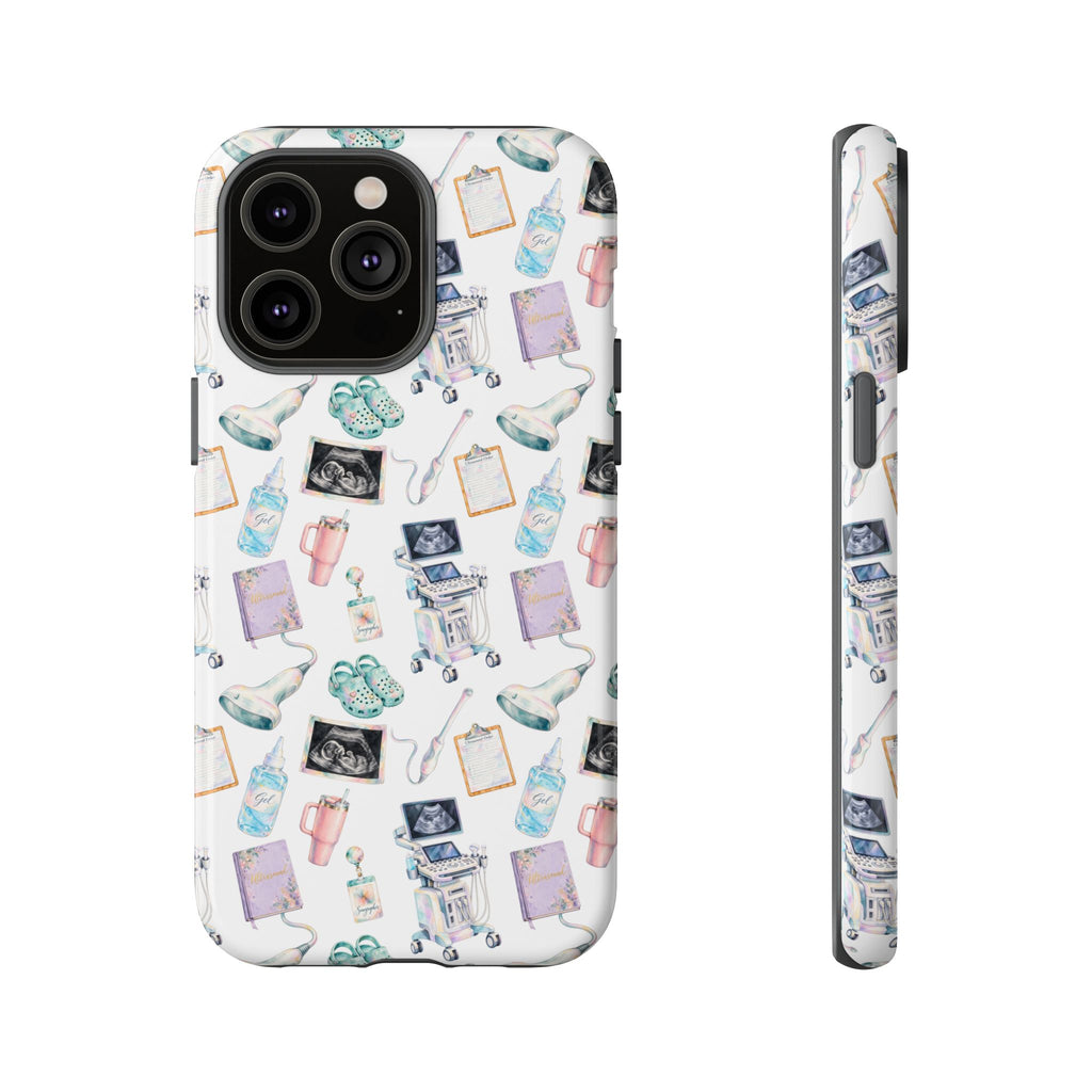 Watercolor Ultrasound Tech White iPhone Case — iPhone 11-17