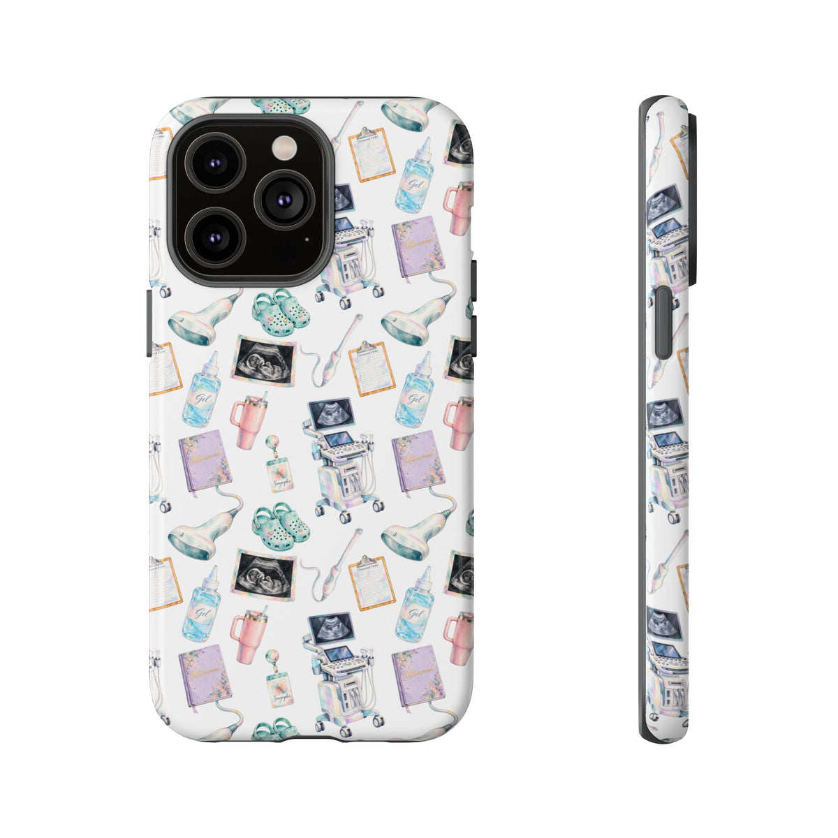 Watercolor Ultrasound Tech White iPhone Case — iPhone 11-17